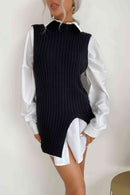 Robe pull sans manches à ourlet fendu