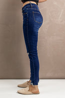 Jean skinny effet vieilli à braguette boutonnée