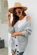 Cardigan à épaules tombantes en tricot gaufré