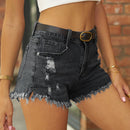 Short en denim usé à ourlet brut