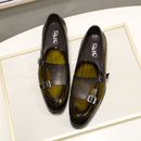 FC Mocassins de mariage en cuir verni avec boucle pour homme
