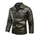 SCH Veste à col en cuir PU pour homme Automne/Hiver