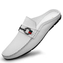 Mocassins sans dossier en cuir de vachette de luxe à couche unique pour hommes