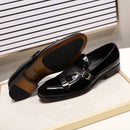 FC Mocassins de mariage en cuir verni avec boucle pour homme