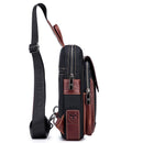 BULLCAPTAIN Sac de poitrine patchwork en cuir de vachette pour homme
