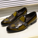 FC Mocassins de mariage en cuir verni avec boucle pour homme