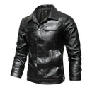 SCH Veste à col en cuir PU pour homme Automne/Hiver