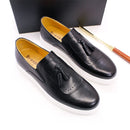 Chaussures plates en cuir véritable faites à la main pour hommes