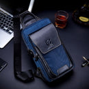 BULLCAPTAIN Sac de poitrine patchwork en cuir de vachette pour homme