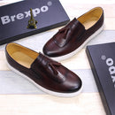 Chaussures plates en cuir véritable faites à la main pour hommes