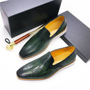 BREX Mocassins plats classiques en cuir faits à la main pour homme