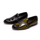 FC Mocassins de mariage en cuir verni avec boucle pour homme