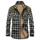 Men's Winter Warm Wool Plaid Cotton Shirt Jacket