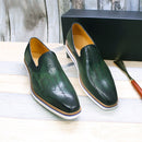 BREX Mocassins plats classiques en cuir faits à la main pour homme
