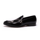 FC Mocassins de mariage en cuir verni avec boucle pour homme
