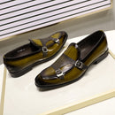FC Mocassins de mariage en cuir verni avec boucle pour homme