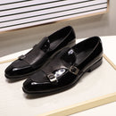 FC Mocassins de mariage en cuir verni avec boucle pour homme