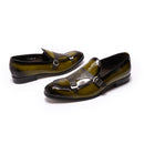 FC Mocassins de mariage en cuir verni avec boucle pour homme