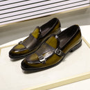 FC Mocassins de mariage en cuir verni avec boucle pour homme