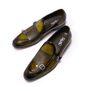 FC Mocassins de mariage en cuir verni avec boucle pour homme