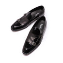FC Mocassins de mariage en cuir verni avec boucle pour homme