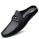Mocassins sans dossier en cuir de vachette de luxe à couche unique pour hommes