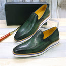 BREX Mocassins plats classiques en cuir faits à la main pour homme