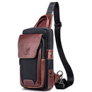 BULLCAPTAIN Sac de poitrine patchwork en cuir de vachette pour homme