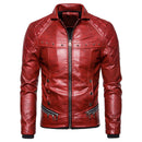 Chaqueta con cuello de piel de cuero PU estilo punk para hombre