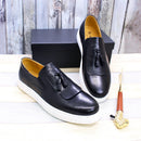 Chaussures plates en cuir véritable faites à la main pour hommes