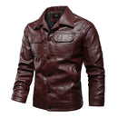SCH Veste à col en cuir PU pour homme Automne/Hiver