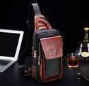 BULLCAPTAIN Sac de poitrine patchwork en cuir de vachette pour homme