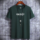Camiseta de hombre 100 % algodón con estampado de letras HELLO