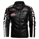 Men's Vintage Motorcycle Embroidered Faux Leather Jacket