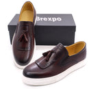 Chaussures plates en cuir véritable faites à la main pour hommes