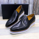 BREX Mocassins plats classiques en cuir faits à la main pour homme