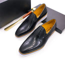BREX Mocassins plats classiques en cuir faits à la main pour homme