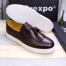 Chaussures plates en cuir véritable faites à la main pour hommes