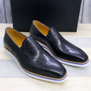 BREX Mocassins plats classiques en cuir faits à la main pour homme