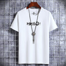 Camiseta de hombre 100 % algodón con estampado de letras HELLO