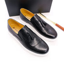 Chaussures plates en cuir véritable faites à la main pour hommes