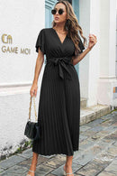 Robe mi-longue à surplis et ceinture à manches flottantes