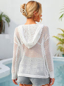 Cache-maillot à capuche ajouré fleuri à lacets