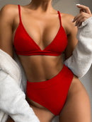 Ensemble de bikini côtelé à bretelles spaghetti