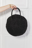 Justin Taylor Beach Date Sac à Main en Rotin et Paille en Noir