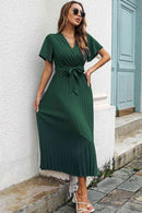 Robe mi-longue à surplis et ceinture à manches flottantes