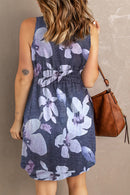 Vestido sin mangas con botones y estampado de girasoles