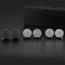 Men's Gold Color Round Stud Earrings - AM APPAREL