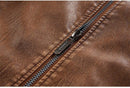 Men's Motorcycle Faux Leather Jacket W/ Fleece Interior - AM APPAREL