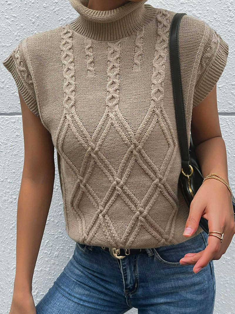 Perfee Mixed Knit Turtleneck Sweater Vest